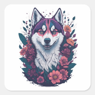 Siberian Husky Dog Vierkante Sticker