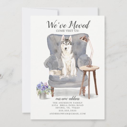 Siberian Husky Dog We hebben een bewegende aankond Aankondiging (Voorkant)