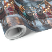 Siberian Husky Dogs Christmas Snow Holiday  Cadeaupapier (Rol Hoek)