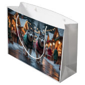 Siberian Husky Dogs Christmas Snow Holiday Groot Cadeauzakje (Achterkant Gekanteld)