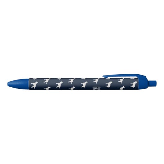 Siberian Husky Dogs Pattern Monogrammed Zwarte Inkt Pen (Bovenkant)