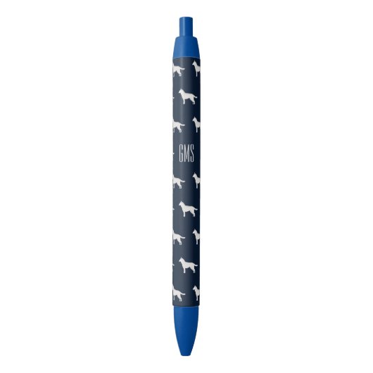 Siberian Husky Dogs Pattern Monogrammed Zwarte Inkt Pen (Voorkant Verticaal)