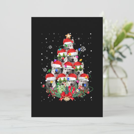 Siberian Husky Dogs Tree Christmas Pajama Xmas Dog Feestdagenkaart (Staand voorkant)