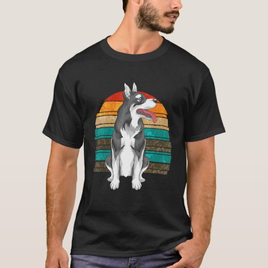 Siberian Husky Eigenaar Pet Animal Dog Retro Husky T-shirt (Voorkant)