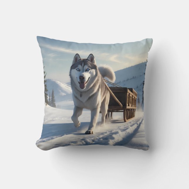 Siberian Husky Elegant Throw Pillow Kussen (Voorkant)