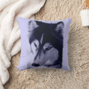 Siberian Husky Face Blue Tint Pillow Kussen