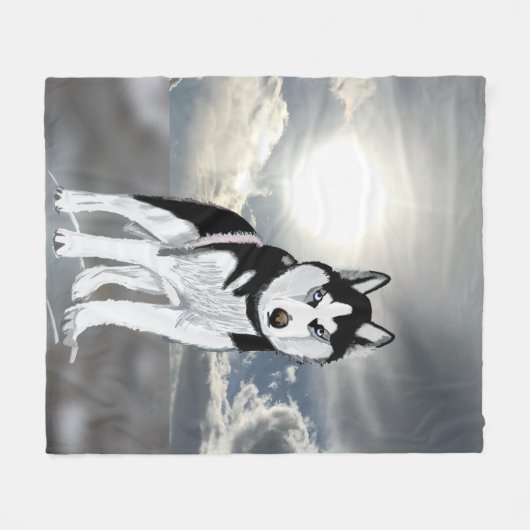Siberian Husky Fleece Deken (Voorkant (Horizontaal))