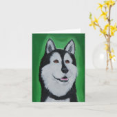 Siberian Husky Folded Wenskaart Kaart (Gele Bloem)