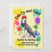 Siberian Husky Fun Art Birthday Party Invitation Kaart (Voorkant)