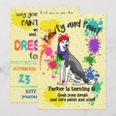 Siberian Husky Fun Art Birthday Party Invitation Kaart (Voorkant / Achterkant)