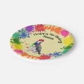 Siberian Husky Fun Paint Splash Art Party  Papieren Bordje (Gekanteld)