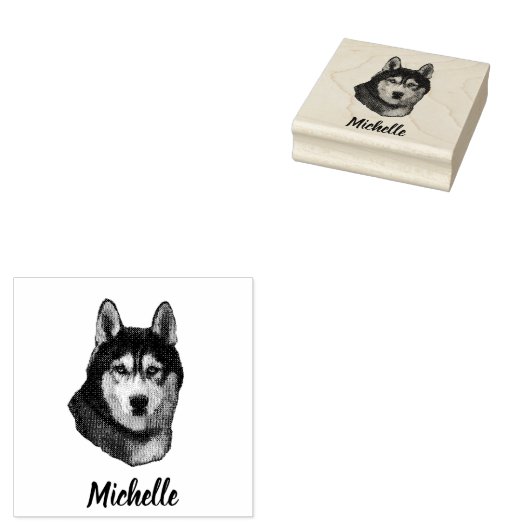 Siberian Husky Gepersonaliseerd Rubberstempel (Gestempeld)
