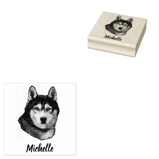 Siberian Husky Gepersonaliseerd Rubberstempel (Gestempeld)