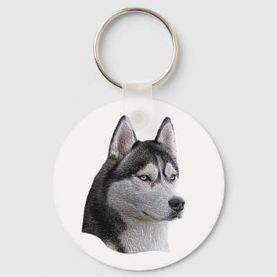Siberian Husky - Gestormd Afbeelding - Voeg Jouw t Sleutelhanger