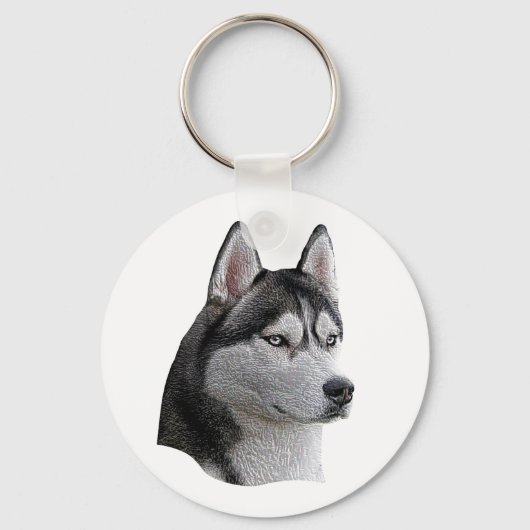 Siberian Husky - Gestormd Afbeelding - Voeg Jouw t Sleutelhanger (Voorkant)