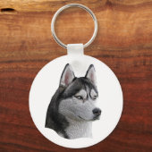Siberian Husky - Gestormd Afbeelding - Voeg Jouw t Sleutelhanger (Voorkant)