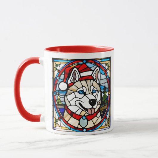 Siberian Husky Glas-in-lood mok. Mok (Links)