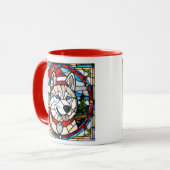 Siberian Husky Glas-in-lood mok. Mok (Voorkant links)