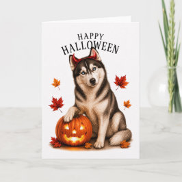 Siberian Husky Halloween Duivels Hond Kaart