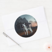 Siberian Husky Halloween eng Ronde Sticker (Envelop)