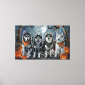Siberian Husky Halloween Griezelen Canvas Afdruk (Voorkant)