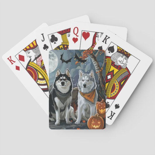 Siberian Husky Halloween Griezelen Pokerkaarten (Achterkant)