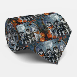 Siberian Husky Halloween Spel Halloween Stropdas