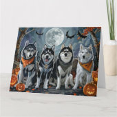 Siberian Husky Halloween Spoken  Kaart (Voorkant)