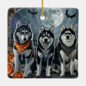 Siberian Husky Halloween Spoken  Keramisch Ornament (Achterkant)