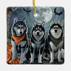 Siberian Husky Halloween Spoken Keramisch Ornament