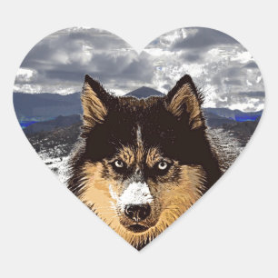 Siberian Husky Heart Sticker
