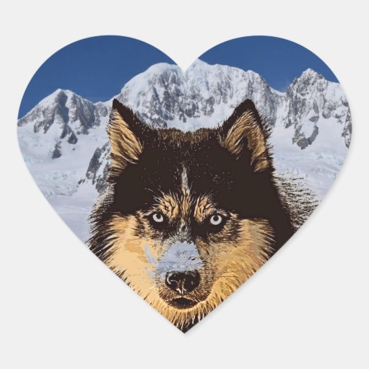Siberian Husky Heart Sticker (Voorkant)