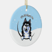 Siberian Husky heeft alles te maken met Kerstmis Keramisch Ornament (Rechts)