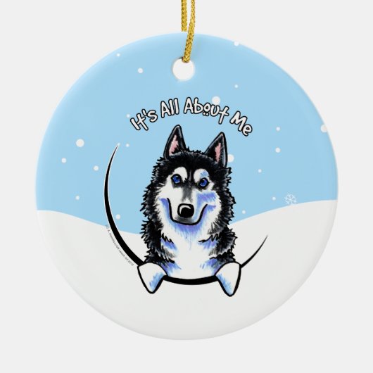 Siberian Husky heeft alles te maken met Kerstmis Keramisch Ornament (Voorkant)