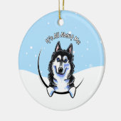 Siberian Husky heeft alles te maken met Kerstmis Keramisch Ornament (Links)