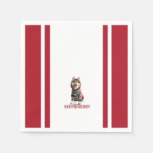 Siberian Husky Holiday Servet (Voorkant)