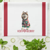 Siberian Husky Holiday Theedoek (Gevouwen)