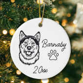 Siberian Husky Hond Maatwerk Naam en Jaar Lijn Kun Keramisch Ornament