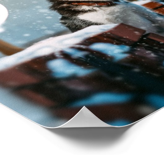 Siberian Husky hond met kersthoed Poster (Hoek)