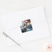 Siberian Husky hond met kersthoed Vierkante Sticker (Envelop)