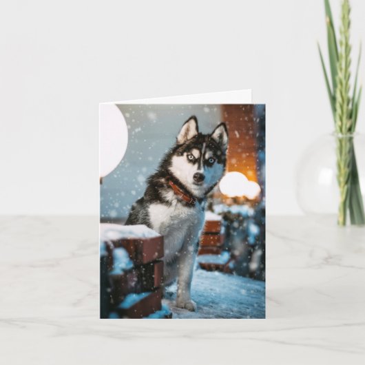 Siberian Husky Hondenliefhebber Holiday kerstkaart Feestdagen Kaart (Voorkant)
