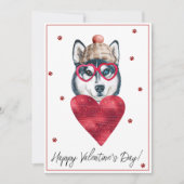 Siberian Husky Hondenliefhebber Valentijn Gift Feestdagenkaart (Voorkant)