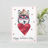 Siberian Husky Hondenliefhebber Valentijn Gift Feestdagenkaart (Staand voorkant)