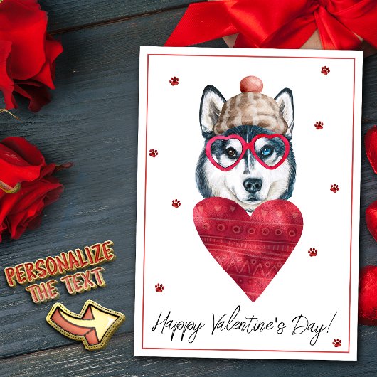 Siberian Husky Hondenliefhebber Valentijn Gift Feestdagenkaart
