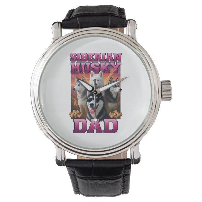 Siberian Husky Horloge (Voorkant)