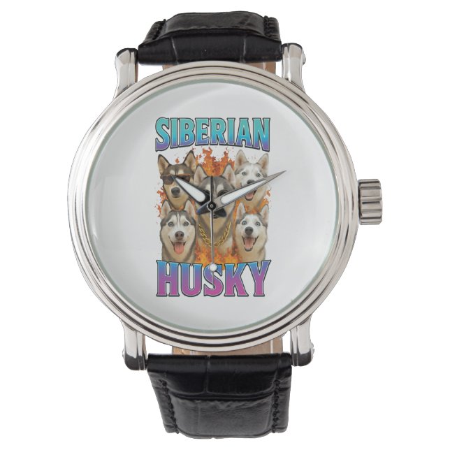 Siberian Husky Horloge (Voorkant)
