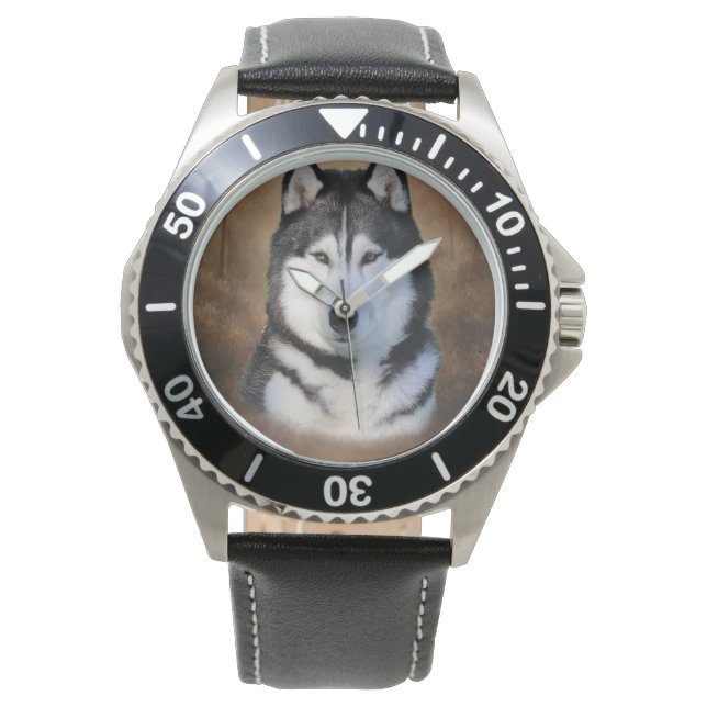 Siberian Husky Horloge (Voorkant)