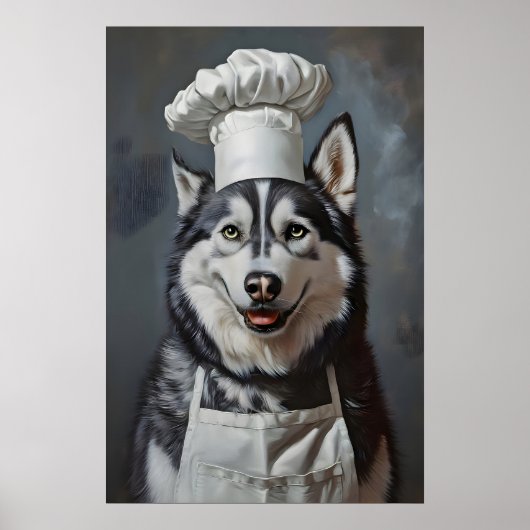 Siberian Husky In Chefs Hat Poster, Pet Poster (Voorkant)