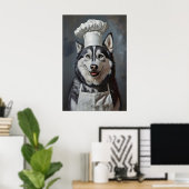 Siberian Husky In Chefs Hat Poster, Pet Poster (Thuiskantoor)
