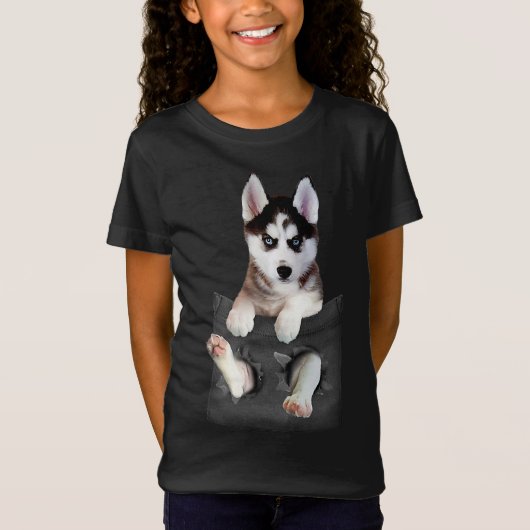 Siberian Husky in Pocket Puppy T-shirt (Voorkant)